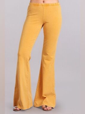✨Chatoyant Mineral Wash Bell Bottoms in Amber, NWOT SZ L✨